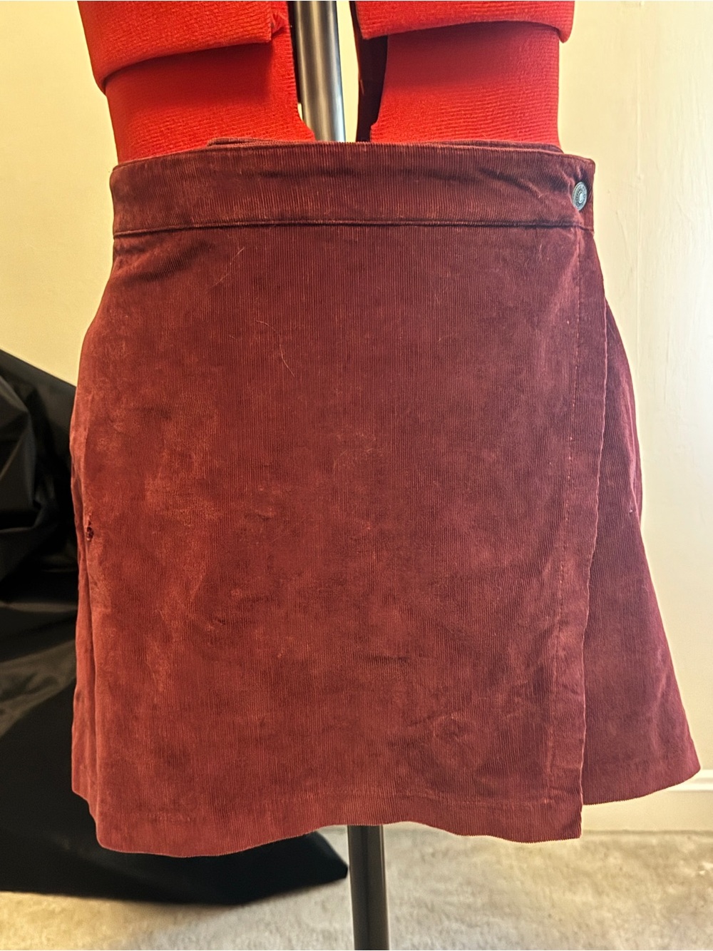 American Eagle Outfitters Rust Burgundy Corduroy Mini Skirt
